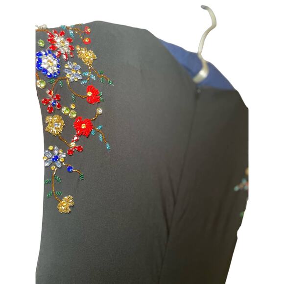 MAC DUGGAL EMBELLISHED SLEEVE JERSEY WRAP GOWN size 6 (S) - Picture 10 of 12